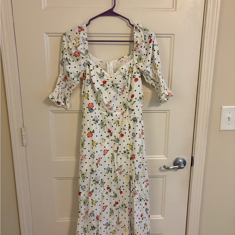 Urban Outfitters White Floral Long Sleeve Dress